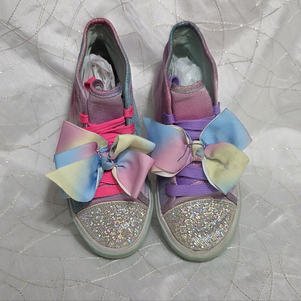 Colorful Kids Shoes with Glitter Bow